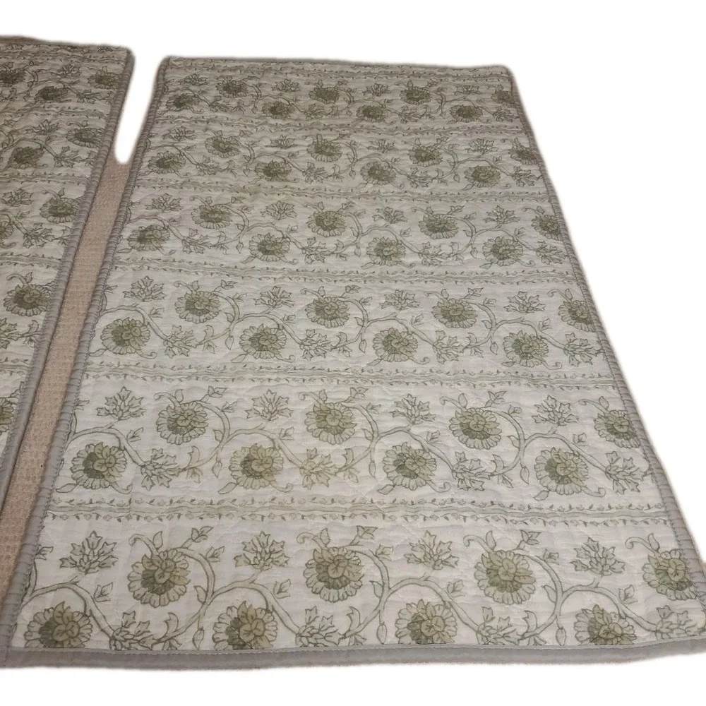 Details By Becki Owens Quilted King 2 Shams Cotton Flannel White & Sage Floral